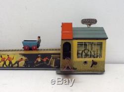 Vintage German Arnold Tintype Wind-up Coal Mine with Sparks & Smoke Lithograph Toy