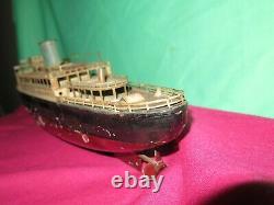 Vintage German Fleischmann ship boat ocean liner clockwork tin model toy display