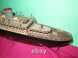 Vintage German Fleischmann ship boat ocean liner clockwork tin model toy display