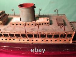 Vintage German Fleischmann ship boat ocean liner clockwork tin model toy display