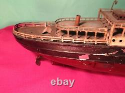 Vintage German Fleischmann ship boat ocean liner clockwork tin model toy display