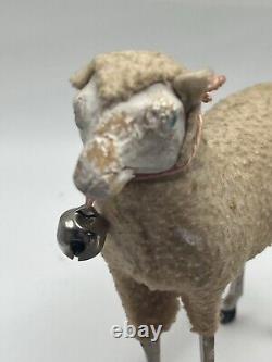 Vintage German Putz Stick Leg Wooly Sheep (Plural) & Ram Lot Of 6