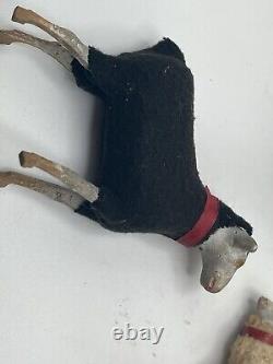 Vintage German Putz Stick Leg Wooly Sheep (Plural) & Ram Lot Of 6