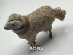 Vintage German Putz Stick Leg Wooly Sheep (Plural) & Ram Lot Of 6