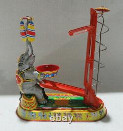 Vintage German Wind Up Circus Elephant Tin Toy Working Condition