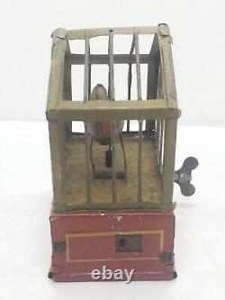 Vintage Ges. Gesch German Wind Up Tin Toy Chirping Bird Cage Original 1910-1920