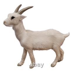 Vintage Goat White Real Fur Toy Figure