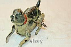 Vintage Guntermann German Wind Up Pressed Steel Jumpingflipping Dog