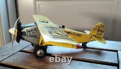 Vintage HTC Japan Spirit Of St. Louis Friction Toy Airplane & Box