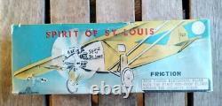 Vintage HTC Japan Spirit Of St. Louis Friction Toy Airplane & Box
