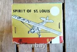 Vintage HTC Japan Spirit Of St. Louis Friction Toy Airplane & Box