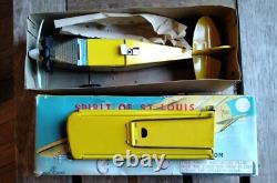 Vintage HTC Japan Spirit Of St. Louis Friction Toy Airplane & Box