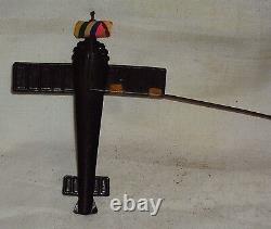 Vintage Handmade Manual Rotating Tin Plate Airplane Tin Toy Germany 1950