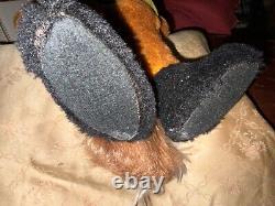 Vintage Handmade Stuffed Toy Fox By Jungle Toys Of London with Green Jacket
