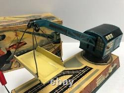 Vintage Hans Biller Automatic DOCK YARD CRANE Wind Up Toy made Western Germany
