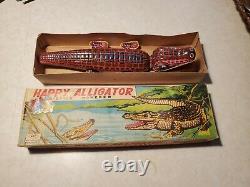 Vintage Happy Alligator AOSHIN ASC Japan Wind Up Tin Toy 1960s Excellent in Box