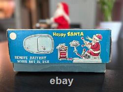 Vintage Happy Santa made by Alps co. In Japan in 50s. With BOX, tin toy