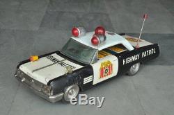 Vintage Highway Patrol 15'' Big Buick Litho Battery car Tin Toy, Japan