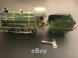 Vintage Hornby Tin Windup Clockwork O Gauge GW Locomotive No. 1 & 2710 Tender