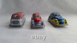 Vintage Hungarian Lemezarugyar Wind-up Bus Cars Set Tin Litho Toy Game