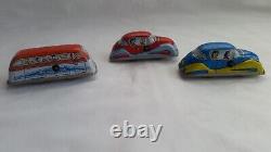 Vintage Hungarian Lemezarugyar Wind-up Bus Cars Set Tin Litho Toy Game