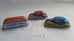 Vintage Hungarian Lemezarugyar Wind-up Bus Cars Set Tin Litho Toy Game