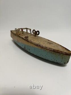 Vintage JEP 2 Tin Wind-up Toy Speed Boat French Made Working And Complete