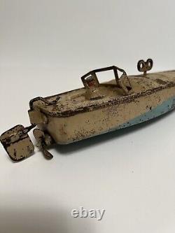 Vintage JEP 2 Tin Wind-up Toy Speed Boat French Made Working And Complete