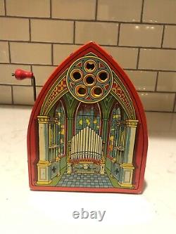 Vintage J. Chein Church Cathedral Organ Wind-up Music Box 1930-1940