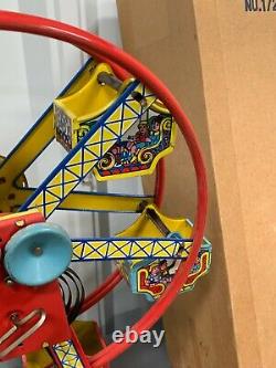 Vintage J Chein & Co. Wind Up Tin Litho Ferris Wheel #172 Hercules Toy with BOX