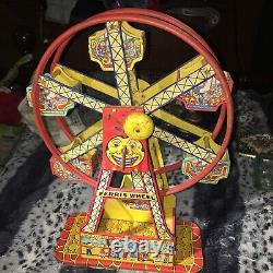 Vintage J Chein & Co. Wind Up Tin Litho Ferris Wheel Hercules