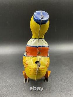 Vintage J. Chein Mechanical Tin Litho Walking Duck Wind Up Toy Working EXC