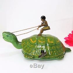Vintage J. Chein Native in Turtle-Wind-Up- NO. 145 Mechanic Tin Toy RARE