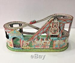 Vintage J Chein Tin Litho Mechanical Wind Up Roller Coaster