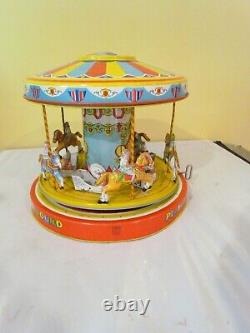 Vintage J. Chein Tin Litho Wind Up Playland Merry Go Round Excellent-working