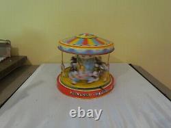 Vintage J. Chein Tin Litho Wind Up Playland Merry Go Round Excellent-working