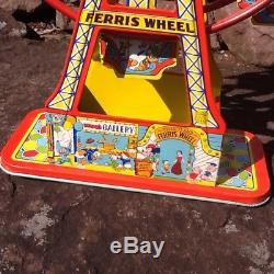 Vintage J. Chein Tin Litho Wind-up Mickey Mouse Ferris Wheel with Original Box
