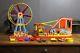 Vintage J Chein Tin Wind Up Ferris Wheel & Roller Coaster Carnival Toy for PARTS