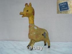 Vintage Japan Mechanical Plush Wind Up Toy Giraffe