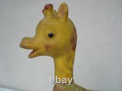 Vintage Japan Mechanical Plush Wind Up Toy Giraffe