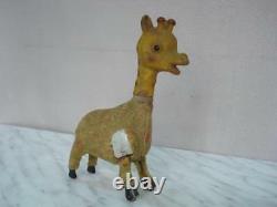 Vintage Japan Mechanical Plush Wind Up Toy Giraffe