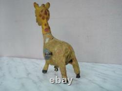 Vintage Japan Mechanical Plush Wind Up Toy Giraffe