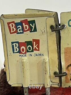 Vintage Japan Tin Litho Wind Up Bear Reading a Book