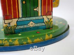 Vintage Japan -yone- Cats Ferris Wheel Bell Wind-up Tin Litho Toy MILL