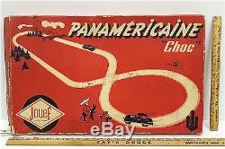 Vintage Jouef 1950's French Tinplate Race Track Windup Cars Panamericaine Choc