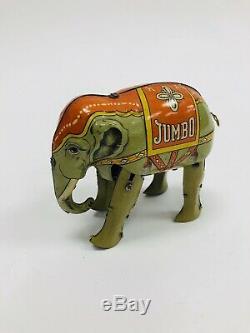 Vintage Jumbo Elephant Made In U. S. Zone German Wind-Up Tin Toy