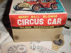 Vintage KO Merry Ball Blower TIN Wind-Up TOY Circus Car new in box