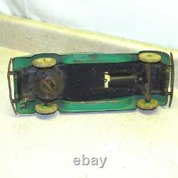 Vintage Kingsbury 1930's Car, Pressed Steel Wind Up Toy, Battery Lights