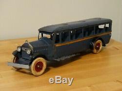 Vintage Kingsbury 788 Passenger Bus Wind Up Pressed Steel Toy! L@@K