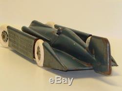 Vintage Kingsbury Golden Arrow Racer, Pressed Steel Toy, Wind Up, Blue